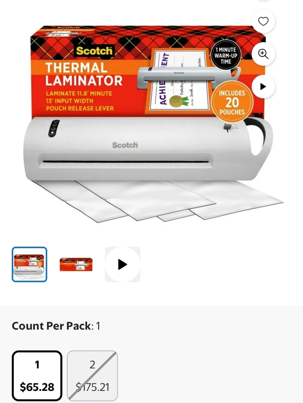 Scotch Thermal Laminator & Pouches Bundle